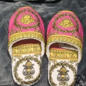 Versace | Shoes | Versace Pink And Gold Medusa Slippers  display picture 2